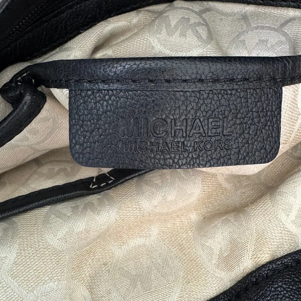 Michael Kors Womens Hamilton Satchel Handbag Leather Goldtone Lock Classic Black